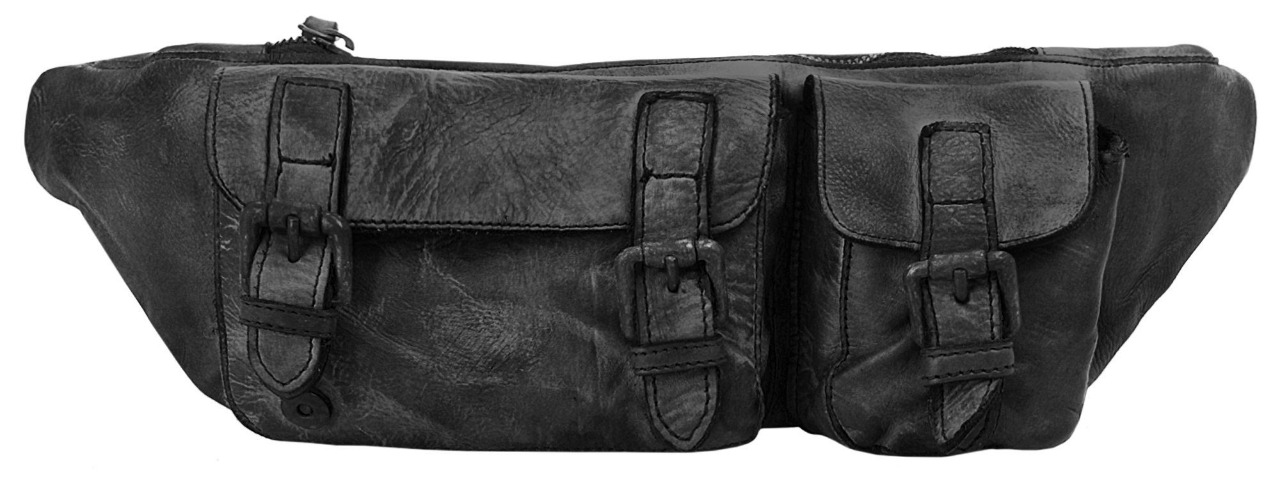 Noorvik black leather fanny pack